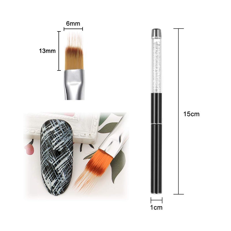 LWBTOSEE 2pcs Ombre Nail Brush for Nail Art Gradient Painting Rhinestone Handle Drawing UV Gel Pen Manicure Nail Art Brush Tool (Black&White) - Image 2